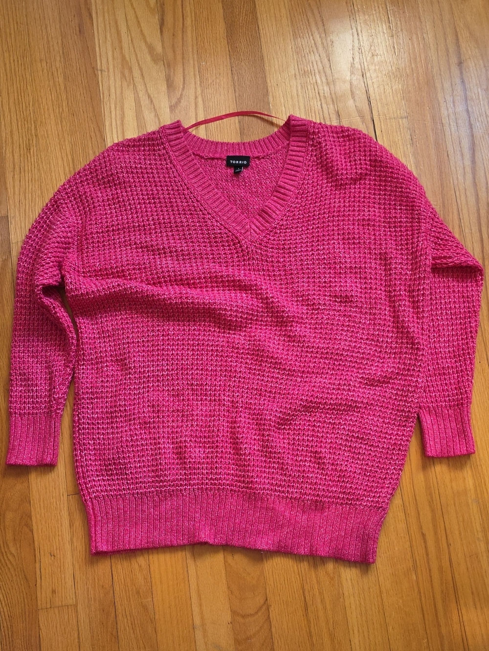 torrid Bright Pink V-Neck Knit Sweater